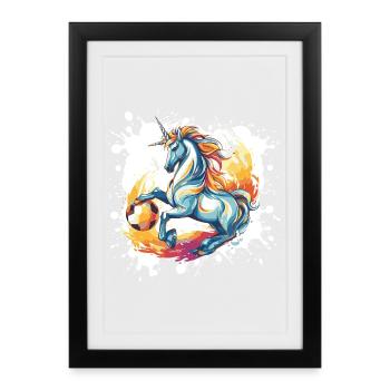Équipe de football Licorne - Affiche encadrée (27 × 37 cm) - noir - Devant