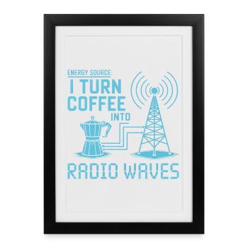 Je transforme le café en ondes radio - Affiche encadrée (27 × 37 cm) - noir - Devant