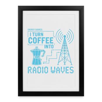 Transformez le café en ondes radio - Affiche encadrée (27 × 37 cm) - noir - Devant