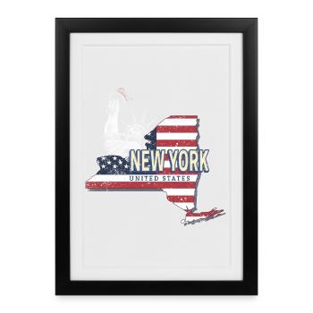 New York aux États-Unis Souvenir - Affiche encadrée (27 × 37 cm) - noir - Devant