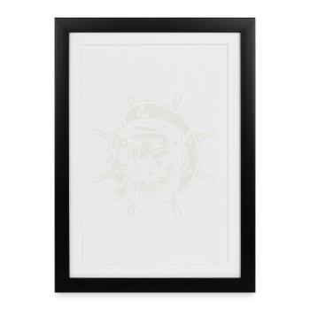 Capitaine Gouvernail Batelier Marin Marin - Affiche encadrée (27 × 37 cm) - noir - Devant