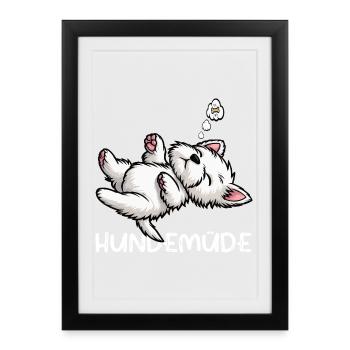 Hundemüde West highland terrier Westie Westies - Gerahmtes Poster (27 × 37 cm) - Schwarz - Vorne