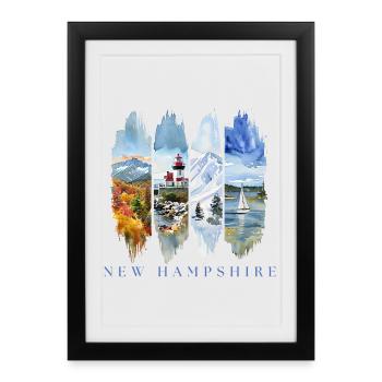 New Hampshire Vacation Travel – Granite State - Framed poster (27 × 37 cm) - black - Front