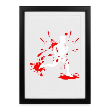 Homme de course dans la boue – Coureur d’éclaboussures - Affiche encadrée (27 × 37 cm) - noir - Devant