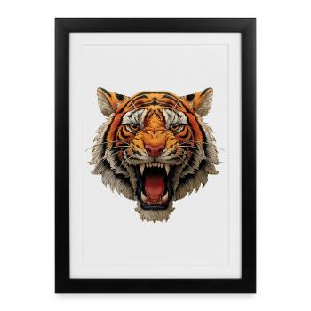 Tiger Head Roaring - Framed poster (27 × 37 cm) - black - Front