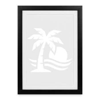 Palm Tree Beach Sun - Affiche encadrée (27 × 37 cm) - noir - Devant
