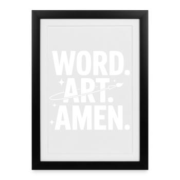 Word Art Amen Brush Stroke - Framed poster (27 × 37 cm) - black - Front
