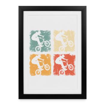 BMX Biker Trick in Vintage Style - Framed poster (27 × 37 cm) - black - Front