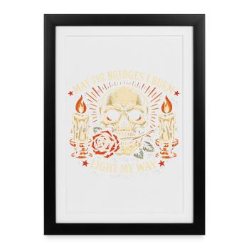 Crâne Squelette Gothique Citation Humour Rock - Affiche encadrée (27 × 37 cm) - noir - Devant