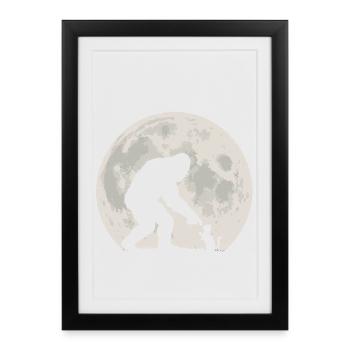 Bigfoot, Chat, Lune, Pleine Lune, Chaton - Affiche encadrée (27 × 37 cm) - noir - Devant
