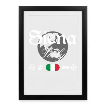 Souvenir de voyage streetwear Siena Italie - Affiche encadrée (27 × 37 cm) - noir - Devant