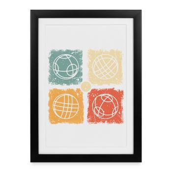 Boules vintage de bocce et de pétanque - Affiche encadrée (27 × 37 cm) - noir - Devant