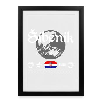 Souvenir de voyage streetwear de Šibenik Croatia - Affiche encadrée (27 × 37 cm) - noir - Devant