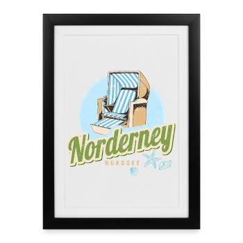 Norderney Ostfriesland Deutschland Insel Souvenir - Gerahmtes Poster (27 × 37 cm) - Schwarz - Vorne