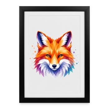Fox Design – Polygon Fox Motif for Animal Lovers - Framed poster (27 × 37 cm) - black - Front