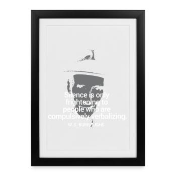 WS Burroughs quote on Silence - Framed poster (27 × 37 cm) - black - Front