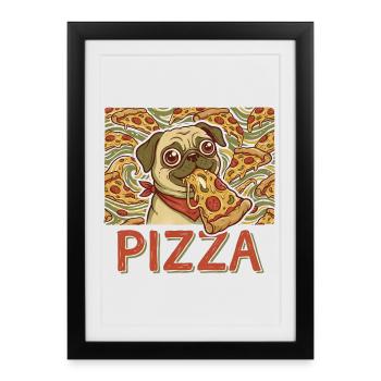Motif de pizza Carlin Carlin Fan de pizza drôle - Affiche encadrée (27 × 37 cm) - noir - Devant