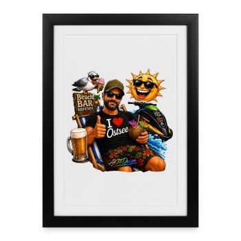 Baltic Sea Fun Motif – Holiday, Beach, Beer & Sun - Framed poster (27 × 37 cm) - black - Front