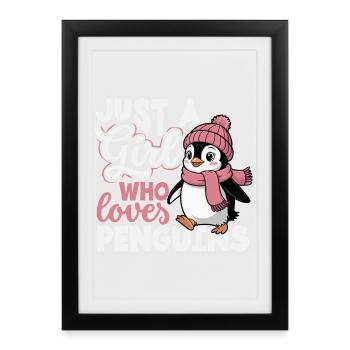 Pingouin mignon - Cadeau pour l’amoureux des manchots - Affiche encadrée (27 × 37 cm) - noir - Devant