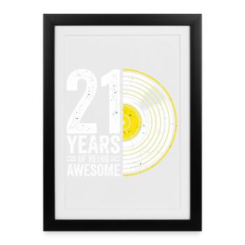 21st Birthday Vinyl Groove - Framed poster (27 × 37 cm) - black - Front
