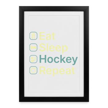 Eat Sleep Hockey Repeat Funny Hockey Player Gift - Framed poster (27 × 37 cm) - black - Front
