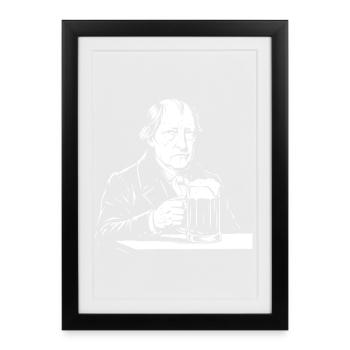 Hegel buvant de la bière - Affiche encadrée (27 × 37 cm) - noir - Devant