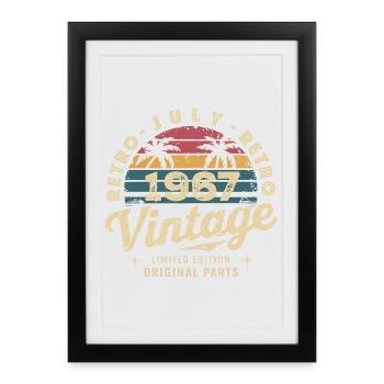 Vintage Juillet 1967 Retro Édition Limitée - Affiche encadrée (27 × 37 cm) - noir - Devant