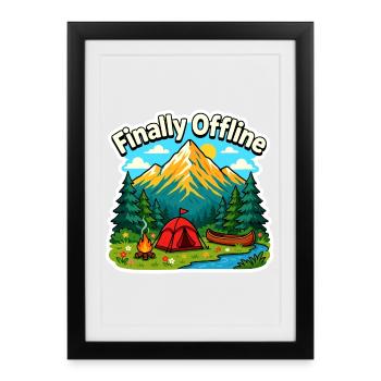Happy offline - Framed poster (27 × 37 cm) - black - Front