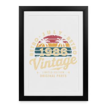Vintage Juillet 1986 Retro Édition Limitée - Affiche encadrée (27 × 37 cm) - noir - Devant