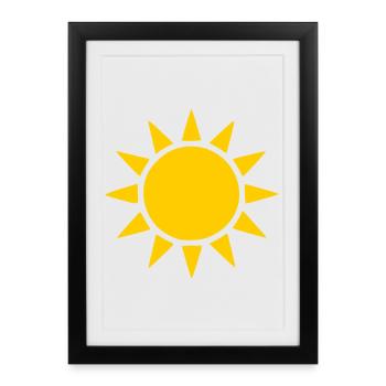 Cadeau de design minimaliste pour les vacances d’été du soleil - Affiche encadrée (27 × 37 cm) - noir - Devant