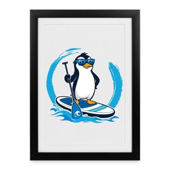 Dessins animés SUP Paddleboard Stand Up Paddle - Affiche encadrée (27 × 37 cm) - noir - Devant