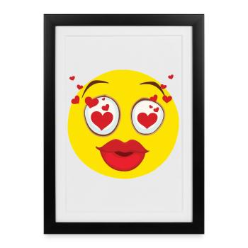 In Love Face Heart Eyes Design - Framed poster (27 × 37 cm) - black - Front