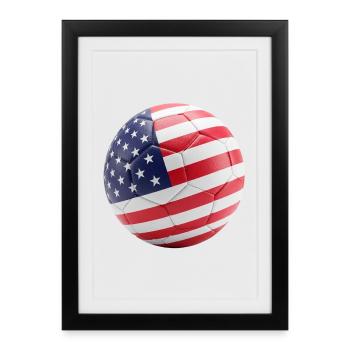 USA FLAG ON A SOCCERBALL - Framed poster (27 × 37 cm) - black - Front