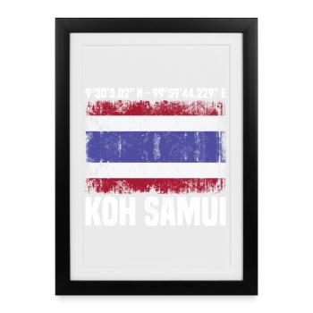 Koh Samui Coordinates - Framed poster (27 × 37 cm) - black - Front