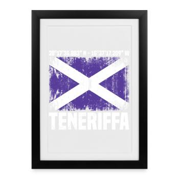 Teneriffa Koordinaten - Gerahmtes Poster (27 × 37 cm) - Schwarz - Vorne