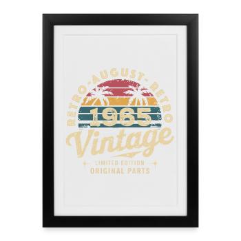 Août 1965 Anniversaire Vintage Rétro Palmiers - Affiche encadrée (27 × 37 cm) - noir - Devant