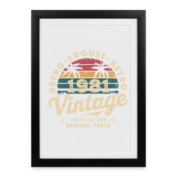 Vintage August 1981 Birthday August 1981 Mountain - Framed poster (27 × 37 cm) - black - Front
