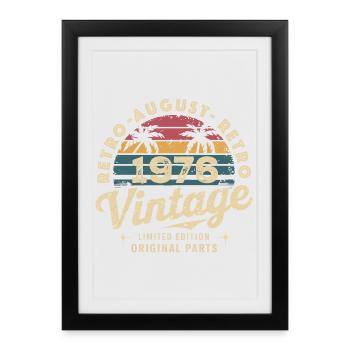 Vintage August 1976 Birthday August 1976 Mountain - Framed poster (27 × 37 cm) - black - Front