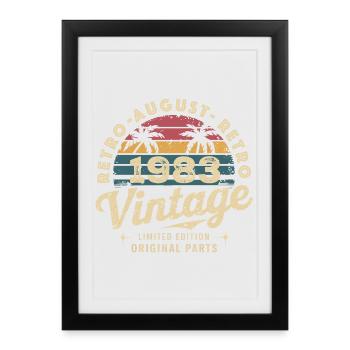 Vintage August 1983 Birthday August 1983 Mountain - Framed poster (27 × 37 cm) - black - Front