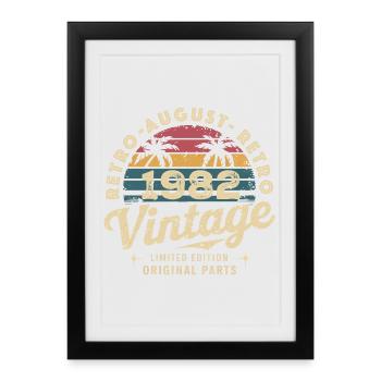 Vintage August 1982 Birthday August 1982 Mountain - Framed poster (27 × 37 cm) - black - Front
