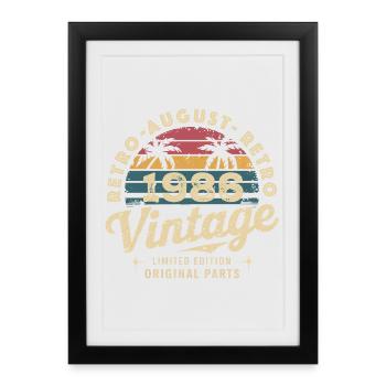 Vintage August 1986 Birthday August 1986 Mountain - Framed poster (27 × 37 cm) - black - Front