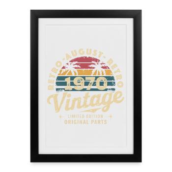 Vintage August 1970 Birthday August 1970 Mountain - Framed poster (27 × 37 cm) - black - Front