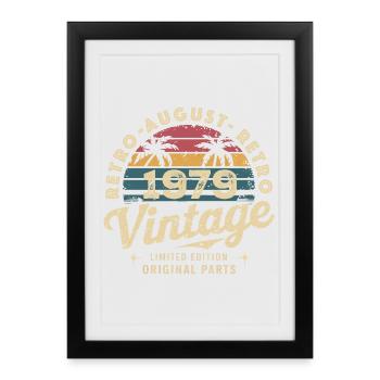 Vintage August 1979 Birthday August 1979 Mountain - Framed poster (27 × 37 cm) - black - Front