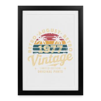 Vintage August 1977 Birthday August 1977 Mountain - Framed poster (27 × 37 cm) - black - Front
