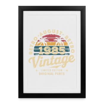 Vintage August 1985 Birthday August 1985 Mountain - Framed poster (27 × 37 cm) - black - Front