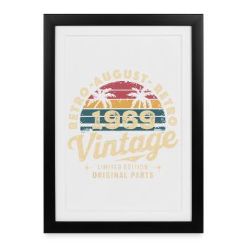 Vintage August 1969 Birthday August 1969 Mountain - Framed poster (27 × 37 cm) - black - Front