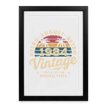 Vintage August 1984 Birthday August 1984 Mountain - Framed poster (27 × 37 cm) - black - Front