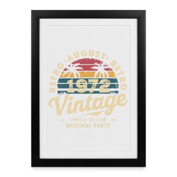 Vintage Août 1972 Anniversaire Août 1972 Montagne - Affiche encadrée (27 × 37 cm) - noir - Devant