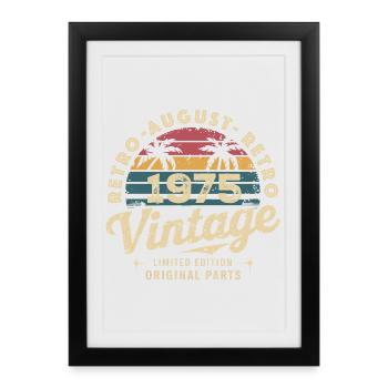 Vintage Août 1975 Anniversaire Août 1975 Montagne - Affiche encadrée (27 × 37 cm) - noir - Devant