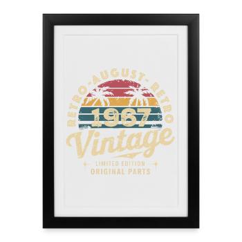 Vintage Août 1967 Anniversaire Août 1967 Montagne - Affiche encadrée (27 × 37 cm) - noir - Devant